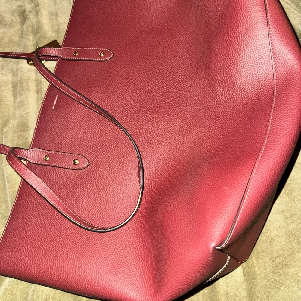 Coach Maroon Leather Tote Bag - Picture 5 of 6